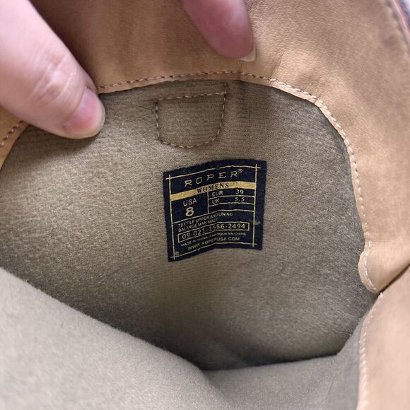 Roper Riley Scroll Embroidery Snip Toe Cowboy Womens Brown Casual Boots sz 8 - Picture 5 of 7